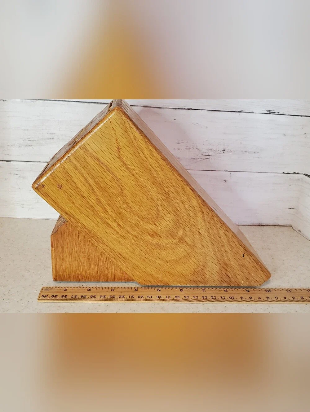 CUTCO 13 Slot Solid Oak Wood Knife Block Holder Storage Honey Oak Empty